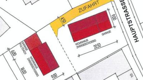 So sieht der Bebauungsvorschlag von Architekt Gerhard Glogger für die beiden Baugrundstücke im Zusamdorf Obergessertshausen aus.  