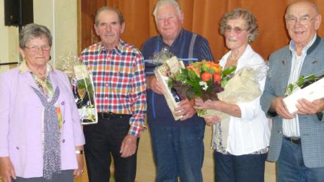 Die Geehrten bei den Günztal-Senioren: (von links) Berta Peter, Urban Lecheler, Georg Bürzle, Frieda Müller und Martin Maier. 
