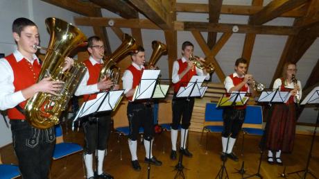 Eine Bläsergruppe der Musikvereinigung, überwiegend mit Musikern aus der Jugendkapelle Mindel-Zusam besetzt, hat den Neujahrsempfang mit flotten Weisen musikalisch umrahmt.