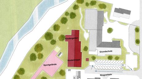 So in etwa war das Projekt Grundschule/neuer Kindergarten mit Kinderkrippe in Deisenhausen angedacht. Nun muss umgeplant werden, weil die Gemeinde Wiesenbach aus dem Projekt aussteigt.  	