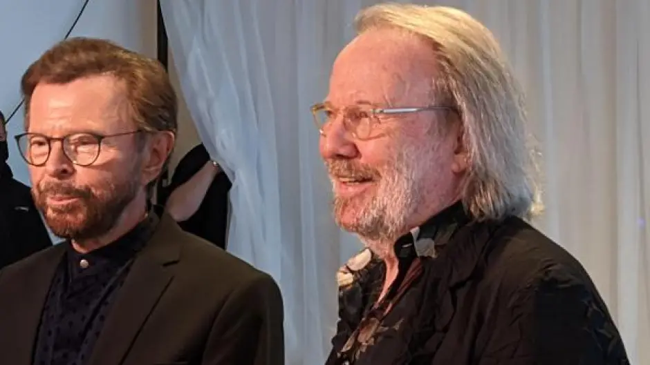 Björn Ulvaeus (links) und Benny Andersson, Mitglieder der schwedischen Popgruppe ABBA, sind Stargäste bei "Wetten, dass..?".