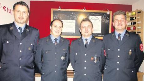 Unser Foto zeigt bei der Jahreshauptversammlung der Feuerwehr Prittriching von links: Kommandant Martin Rupp, Markus Seidensticker (2. Kommandant), Stefan Spöttl (Jugendwart) und Vorsitzenden Jürgen Seeholzer. 