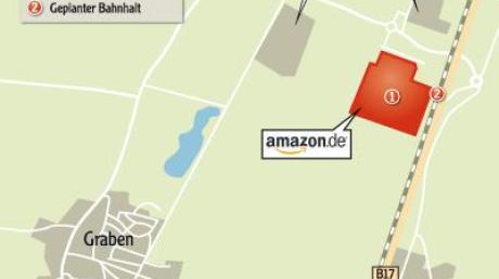 Drei Logistikzentren in unmittelbarer Nähe: Amazon baut direkt an der B17, Lidl gleich daneben. Aldi ist seit Jahren dort ansässig. Auch ein Bahnhalt soll entstehen.