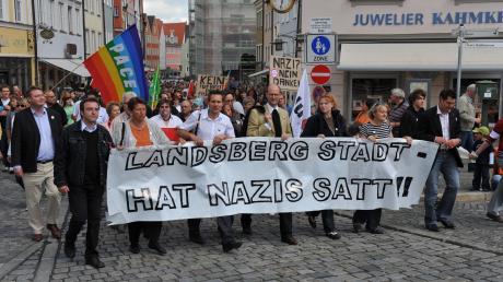 Mit Kundgebungen wie dieser im Jahr 2009 stellte sich die Landsberger Bürgerschaft Neonazi-Demonstratinen entgegen.