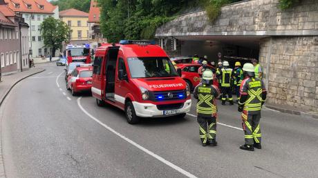 Brand in der Landsberger Schlossberggarage: Dort ging am Mittwoch in der Mittagszeit ein geparktes Auto in Flammen auf. 	