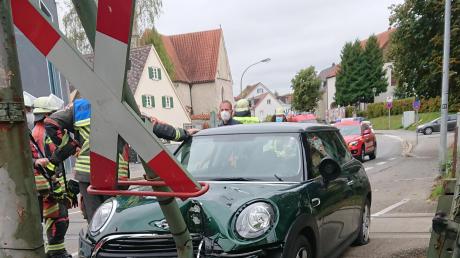 Unfall am Bahnübergang in der Katharinenstraße in Landsberg.