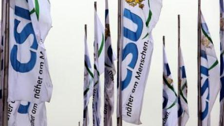 CSU-Flaggen während des Parteitags in der bayerischen Landeshauptstadt München.