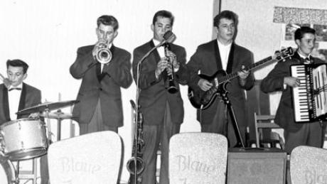 Die Startformation der Blauen Jungs 1960 (von links): Helmut Seitle, Gerhard Seitle, Andreas Hufnagl, Erwin Kaltenecker und Leonhard Seitle Repro: ukü