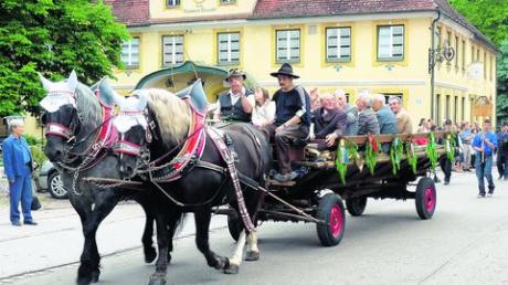 Ein beeindruckender Umzug fand zum 90-jährigen Bestehen des Turnvereins Obenhausen statt. Auf prachtvollen Pferdegespannen und Kutschen fanden die Ehrenmitglieder Platz. Fotos: zisc