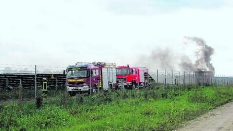 Bei Nordendorf brannte das Trafohäuschens im Solarpark. Foto: Polizei