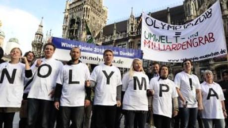 Protest in München gegen Olympia. Archivbild