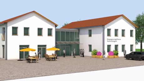 Architekt Ulrich Förg aus Buchloe zeigte auf der Bürgerversammlung erstmals ein Animationsbild des neuen Begegnungshauses in Rammingen. Der Spatenstich für dieses Projekt in der Dorfmitte soll im April 2017 erfolgen.