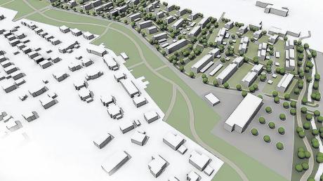 So könnte das neue Baugebiet „Am Stadtpark“ in Senden später einmal aussehen. Allerdings ist die Erschließung des rund 15 Hektar großen Areals nicht gesichert. 