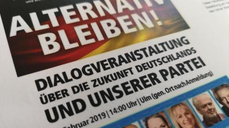 Die „Dialogveranstaltung über die Zukunft Deutschlands und unserer Partei“ der AfD-Gruppe des „Stuttgarter Aufrufs“ darf nicht im Bürgerzentrum Eselsberg stattfinden.  	