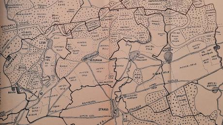 Die Karte von Josef Matzke zeigt am rechten Rand die Flur des Ortes Schadlug. Dieser ist eine von mehreren aufgegebenen Siedlungen. 
