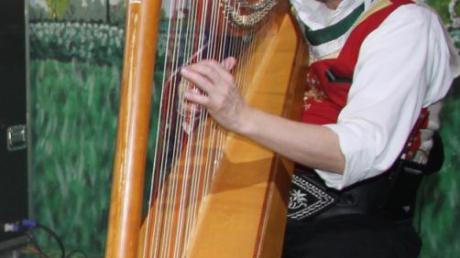 Manfred Höllwarth von den Ursprung Buam an der Harfe.  

