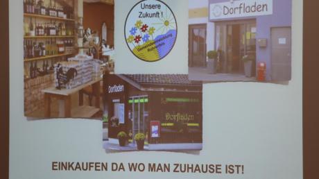 Mit dieser Präsentation wirbt der Arbeitskreis Dorferneuerung für einen Dorfladen in Rohrenfels. So, wie in vielen anderen kleinen Ortschaften in Bayern, soll das Nahversorgungskonzept auch in Rohrenfels erfolgreich sein. 	