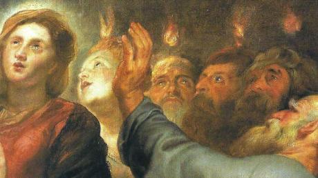 Der Ausschnitt aus dem Gemälde „Ausgießung des Heiligen Geistes“, besser bekannt als das Pfingstwunder, von Peter Paul Rubens zeigt womöglich die Geschwister Jesu.