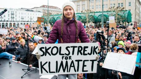 Greta Thunberg beim Schulstreik in Hamburg. Sie ist Anführerin der „Fridays for Future“-Bewegung. 