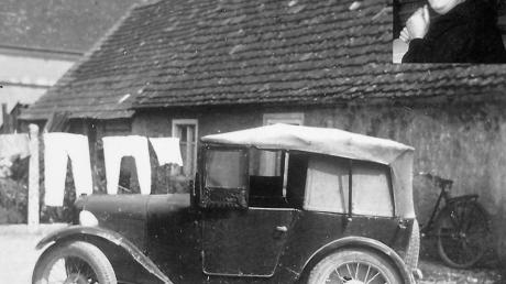 BMW-Dixie der Krämerin Christine Müller aus Schrattenhofen (nach 1927); es war eines der ersten Automobile auf den Dörfern, das von einer Frau gefahren wurde.