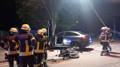Schwerer Unfall zwischen einem Auto- und einem Motorradfahrer am Samstagabend in Nördlingen
