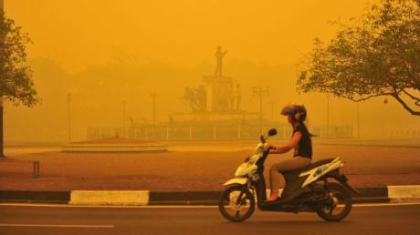 Dicke Luft: In der indonesischen Stadt Palangkaraya zeigen sich die katastrophalen Folgen der Waldbrände, die meist durch illegale Brandrodung entstehen.