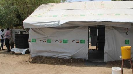Ein provisorisches Behandlungszentrum für Cholera-Patienten steht im südsudanesischen Bundesstaat Unity.