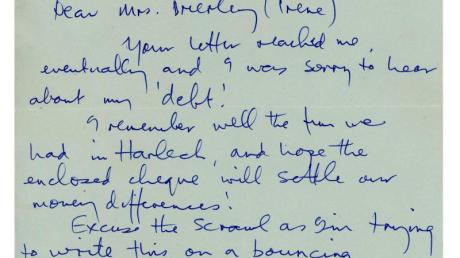 Ein Brief von Paul McCartney an Irene Brierley, in dem er seine langjährige «Schuld» aus der Zeit bevor er Weltruhm erlangte begleicht.