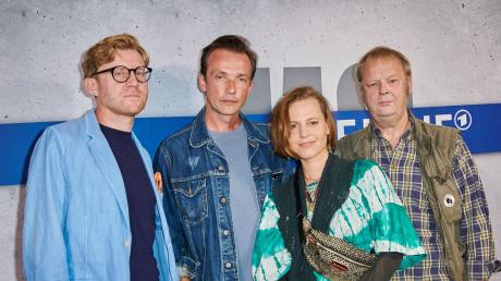 Die Schauspieler Klaudiusz Kaufmann (l-r), Lucas Gregorowicz, Maria Simon und Fritz Roth stellen  «Polizeiruf 110: Heimatliebe» in Berlin vor.