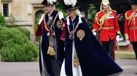 König Charles III. und Königin Camilla nehmen an der jährlichen Zeremonie des Hosenbandordens («Order of the Garter») in der St. George's Chapel teil.