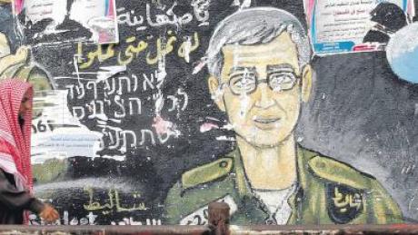 Bis Mittwoch soll er freikommen: Ein Wandgemälde im Palästinenser-Flüchtlingslager Jebaliya zeigt den israelischen Soldaten Gilad Schalit.  