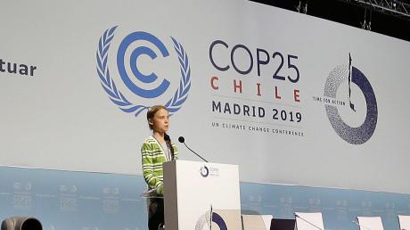 Greta Thunberg spricht bei der UN-Klimakonferenz.