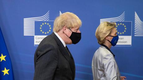 Boris Johnson und Ursula von der Leyen stritten hart über den Brexit.  	