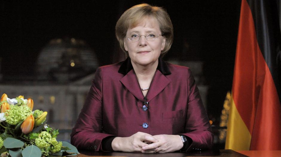Bundeskanzlerin Angela Merkel bei ihrer Neujahrsansprache im Jahr 2008.