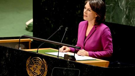 Außenministerin Annalena Baerbock (Bündnis 90/Die Grünen) spricht vor den Vereinten Nationen in New York.