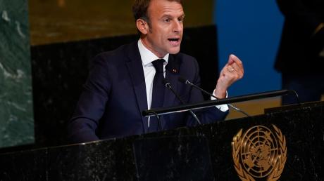 Frankreichs Präsident Emmanuel Macron spricht bei den Vereinten Nationen.
