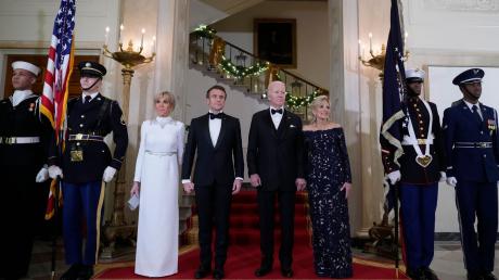 Staatsdinner im Weißen Haus: Brigitte Macron, Emmanuel Macron, Joe Biden und Jill Biden.