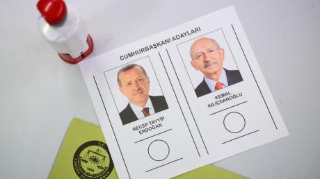 Recep Tayyiper Erdogan (l.) vs. Kemal Kilicdaroglu: Ein Wahlzettel für die türkische Stichwahl um die Präsidentschaft.