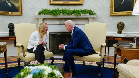 Italiens Ministerpräsidentin Giorgia Meloni und US-Präsident Joe Biden im Weißen Haus.