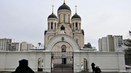 Ein Blick auf die Kirche, in der die Trauerfeier des russischen Oppositionsführers Alexej Nawalny stattfinden soll.
