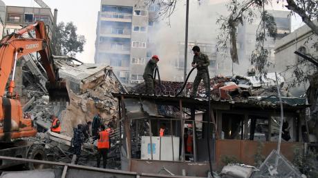 Völlig zerstört: das Gebäude der iranischen Konsularabteilung in Damaskus.