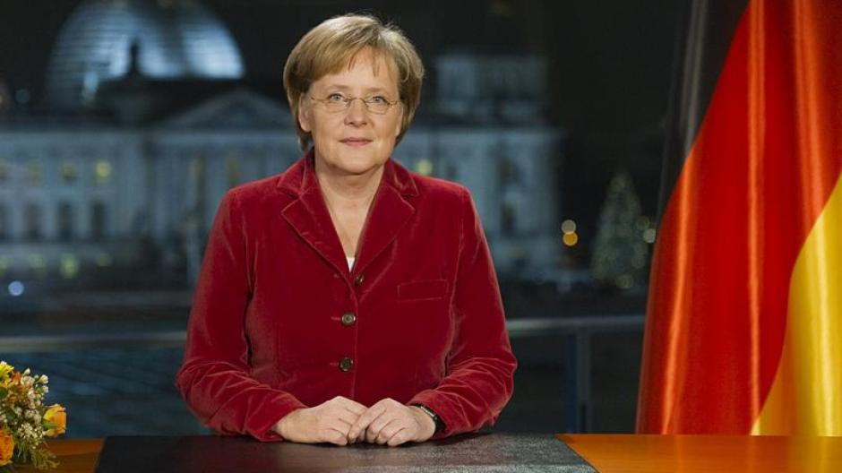 Bundeskanzlerin Angela Merkel bei ihrer Neujahrsansprache im Jahr 2009.