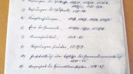 Dieser Brief hat den Stein ins Rollen gebracht. Er listet Vorgänge auf, die 1909 an das Kreisarchiv in Neuburg geschickt wurden. 