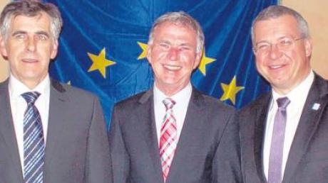 CSU-Ortsvorsitzender Bernhard Albenstetter (links) begrüßte Bürgermeister Lorenz Müller und den Europaabgeordneten Markus Ferber. 