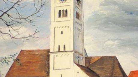 Seine Motive sind vielfältig. Hier hat er die Wehringer Kirche gemalt.