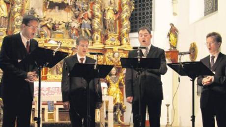 Das Ensemble Quintenzirkel (von links Constantin Wolff, Markus Plischke, Dominik Wolf, Sebastian Fischer) gab ein andächtiges, berührendes Konzert in der Frauen-kirche. 