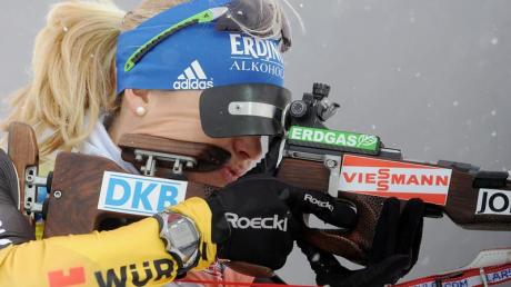 Magdalena Neuner leistete sich insgesamt sieben Fehler im stehenden Anschlag.