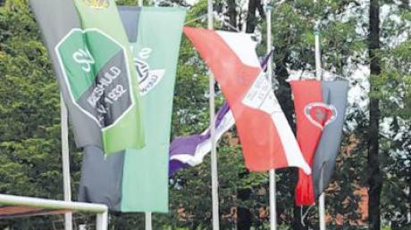 Für den 62. Donaumoos-Wanderpokal wurden feierlich die Flaggen aller teilnehmenden Vereine gehisst.