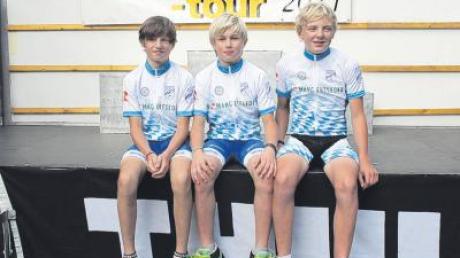 Sie halfen mit, den Titel bei den Juniorenradlern nach Bayern zu holen: Tim Wollenberg aus Stadtbergen, Noah Rupp aus Augsburg und Georg Zimmermann aus Neusäß. 