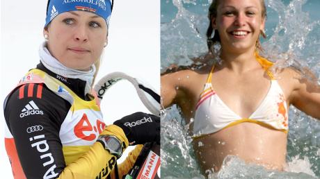 Die zwei Gesichter der Magdalena Neuner: konzentriert im Wettkampf, ausgelassen in der Freizeit.